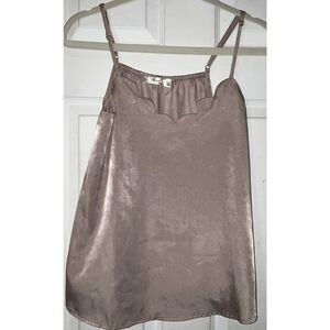 Andree by Unit Tank Wmns Sz S Tan Lace‎ Scallop Neckline Feminine Delicate